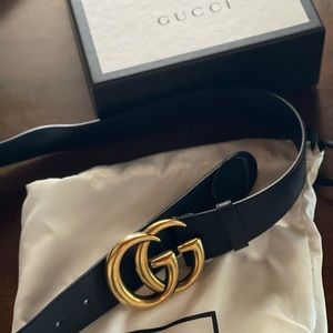Authentic GUCCI Marmount GOLD BRASS BLACK BELT